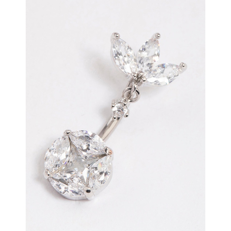 Surgical Steel Cubic Zirconia Triangular Fan Belly Ring