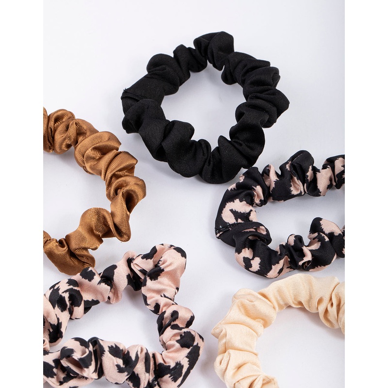 Fabric Thin Stone Animal Scrunchie 5-Pack