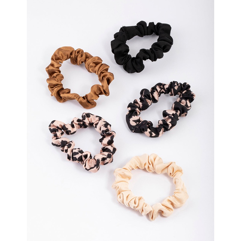 Fabric Thin Stone Animal Scrunchie 5-Pack