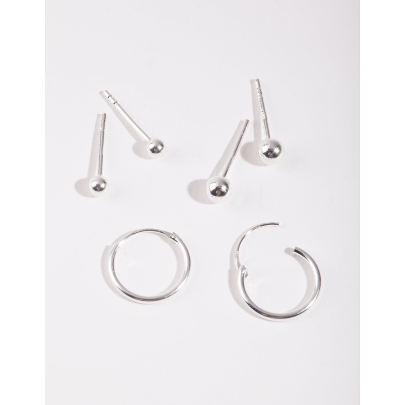 Sterling Silver Gradual Ball Hoop Earring Pack
