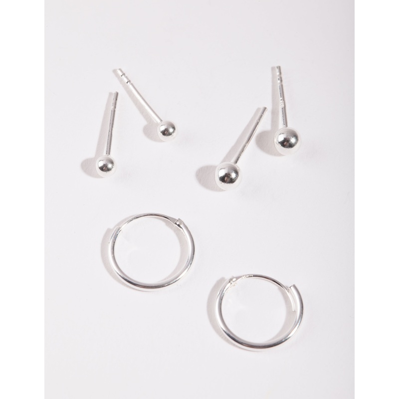 Sterling Silver Gradual Ball Hoop Earring Pack