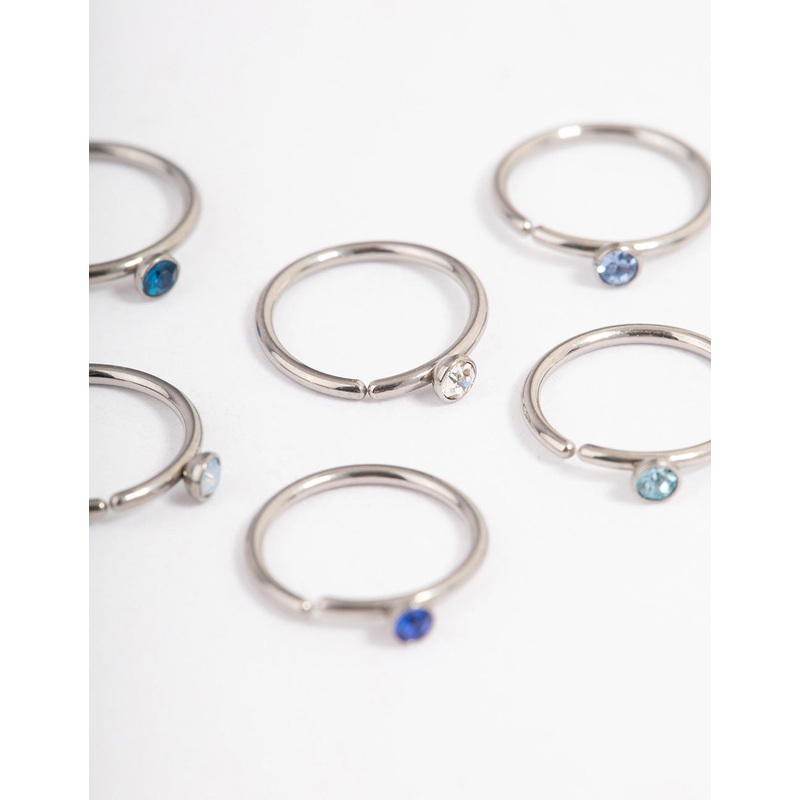Titanium Icey Hoop Nose Ring 6-Pack