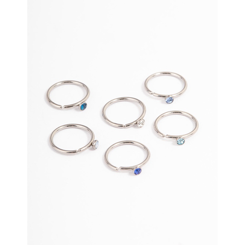 Titanium Icey Hoop Nose Ring 6-Pack