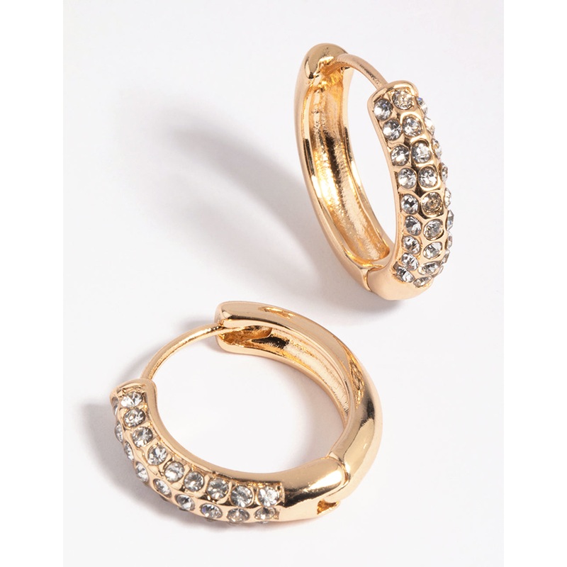Gold Diamante Huggie Hoop Earrings