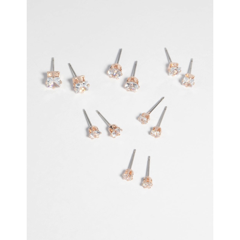 Rose Gold Cubic Zirconia Earring 6-Pack