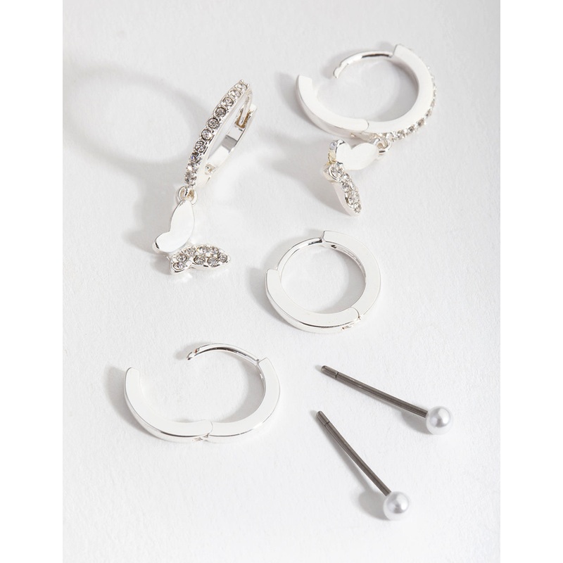Silver Butterfly Stack Pack Earring