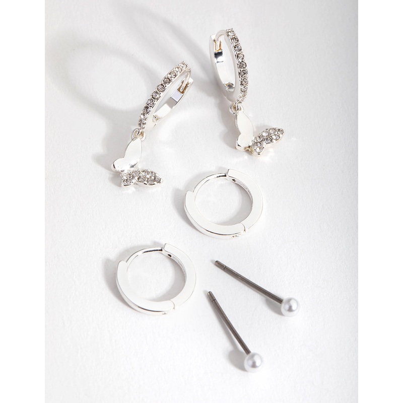 Silver Butterfly Stack Pack Earring