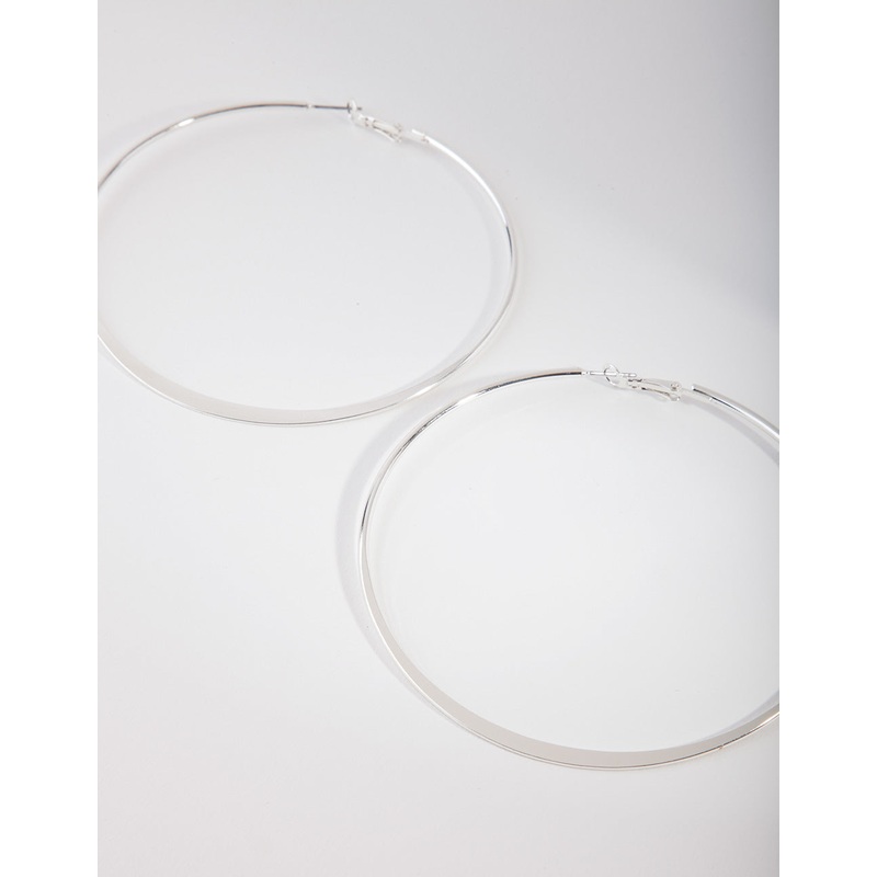 Silver Flat Edge Hoop Earrings