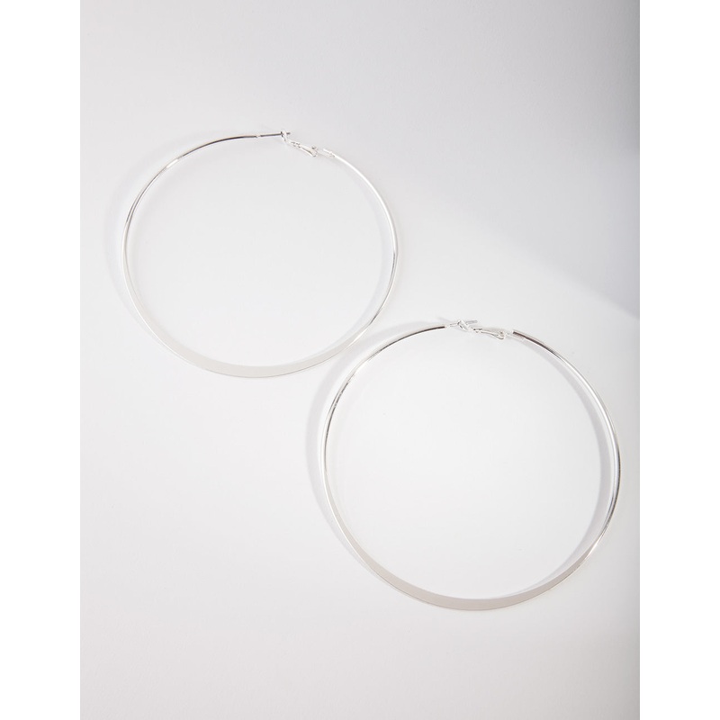 Silver Flat Edge Hoop Earrings