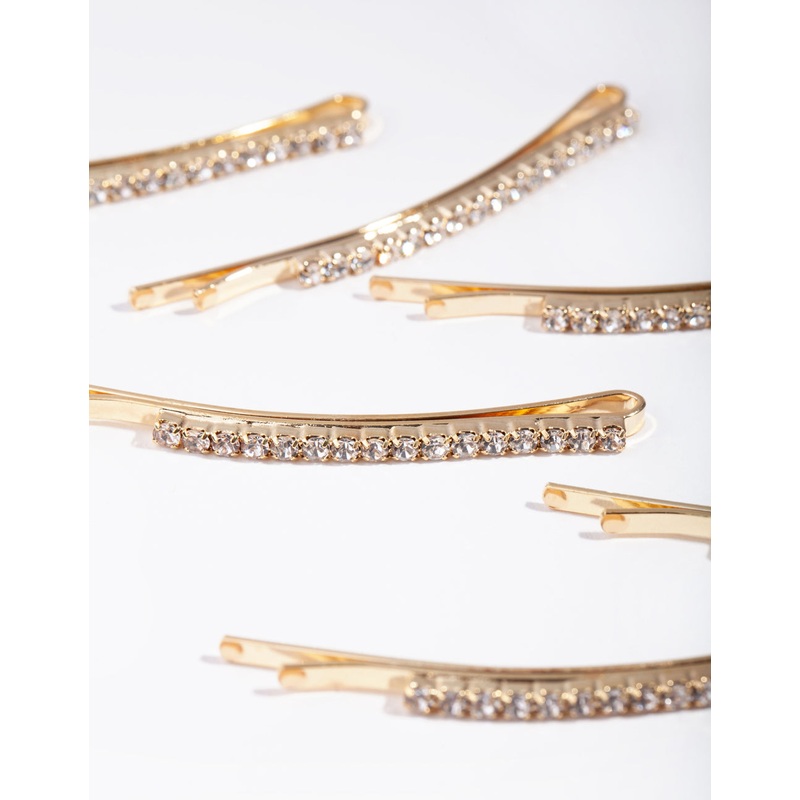 Gold Fine Diamante 6-Pack Bobby Pin