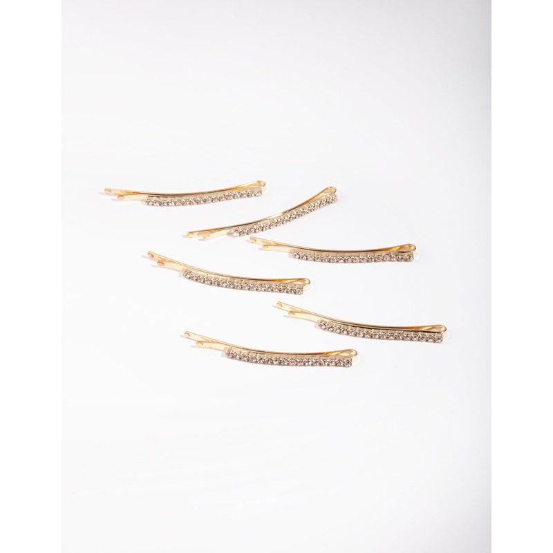 Gold Fine Diamante 6-Pack Bobby Pin