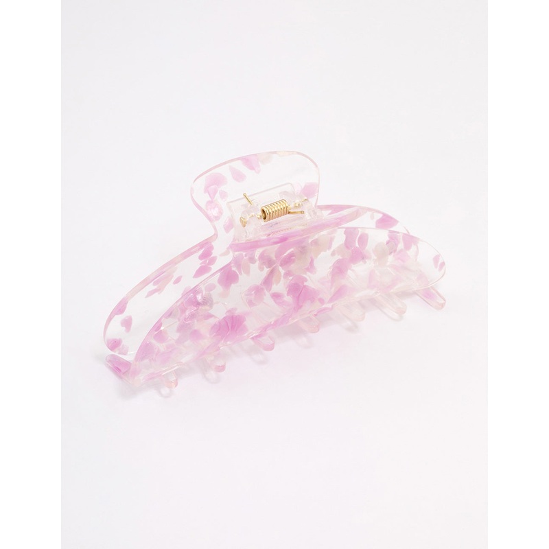 Pink Plastic Pearl Fleck Claw Clip