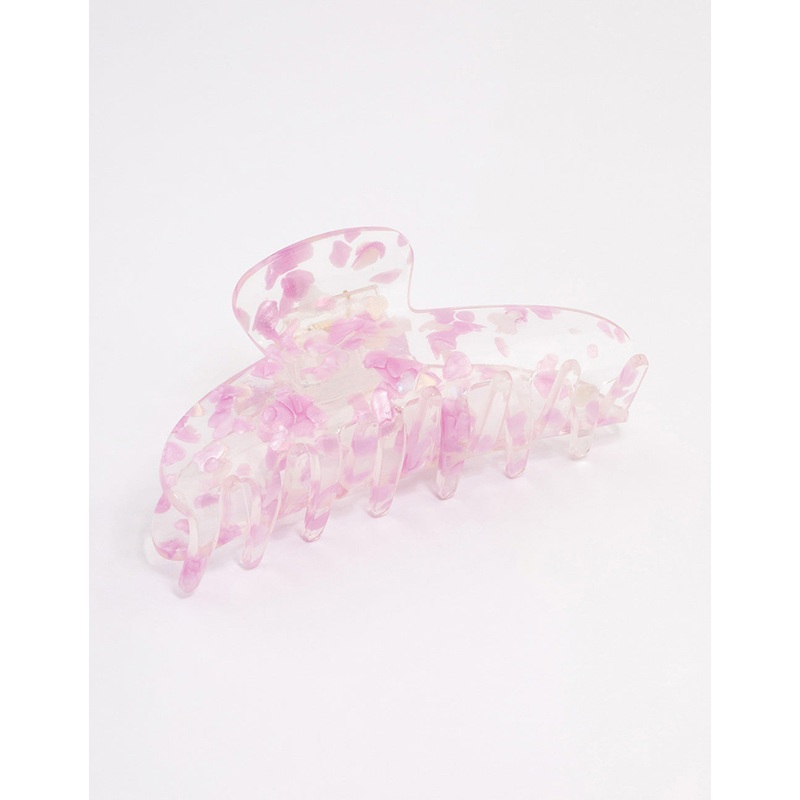Pink Plastic Pearl Fleck Claw Clip