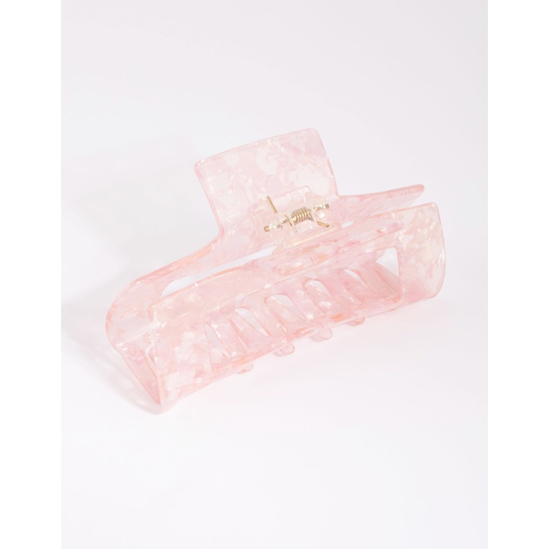 Rectangular Marbled Pink Acrylic Claw