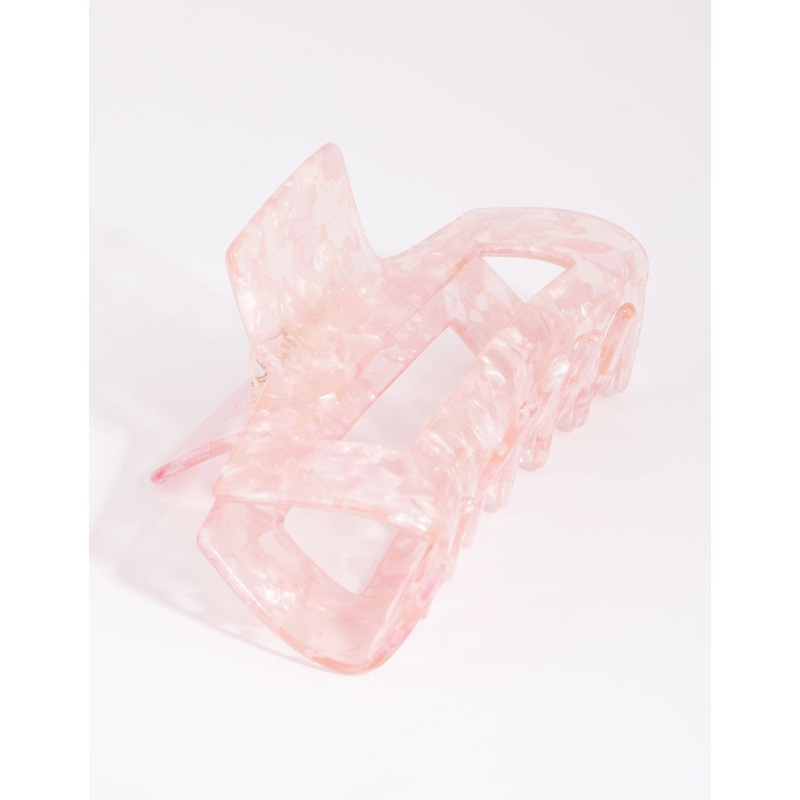 Rectangular Marbled Pink Acrylic Claw
