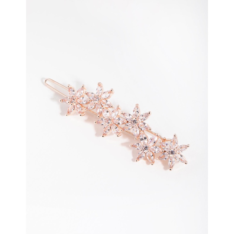 Rose Gold Cubic Zirconia Flower Clip