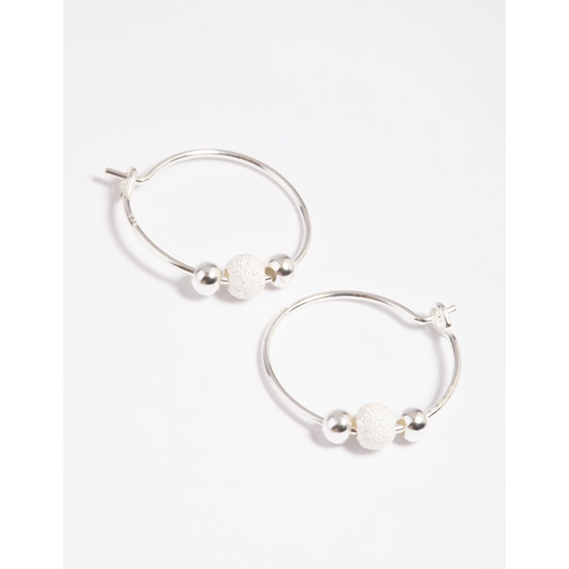 Sterling Silver Ball Hoop Earrings