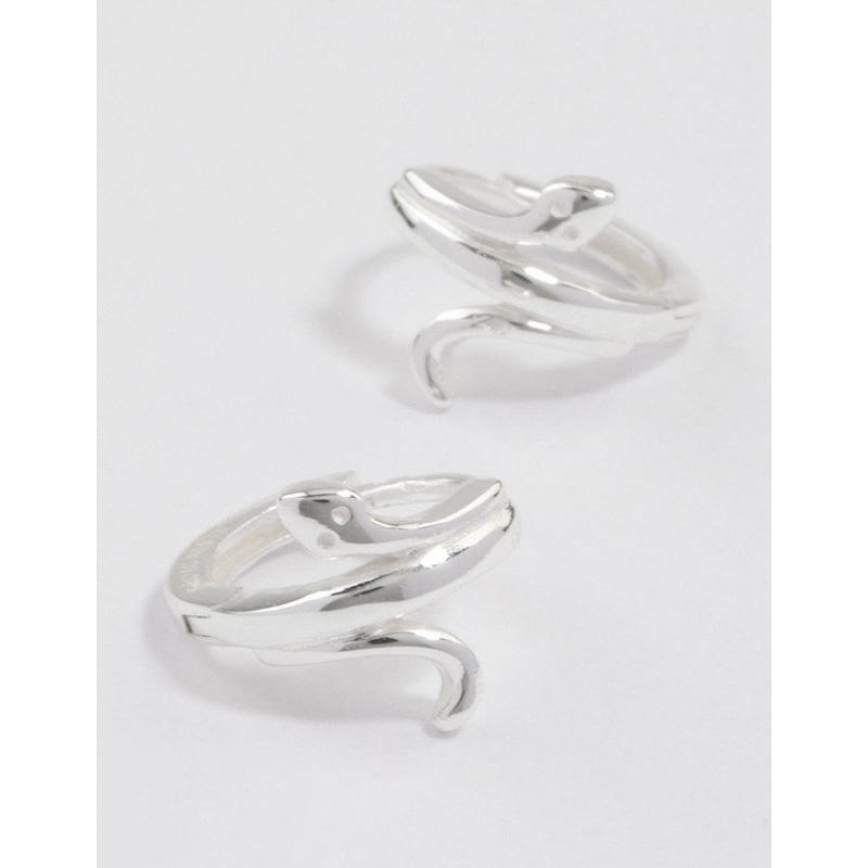 Sterling Silver Wrapped Snake Huggie Earrings