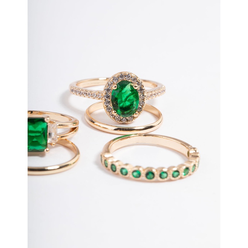 Cubic Zirconia Oval Halo Ring 5-Pack