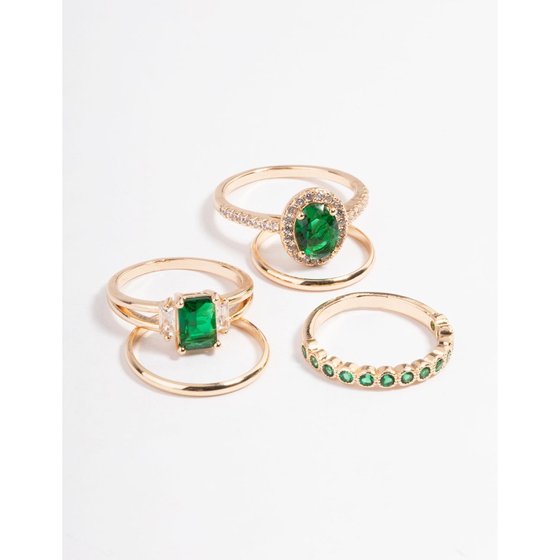 Cubic Zirconia Oval Halo Ring 5-Pack