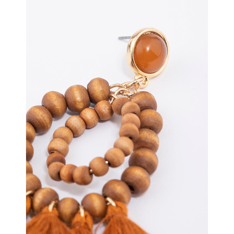 Gold Fringe Ball Drop Earrings