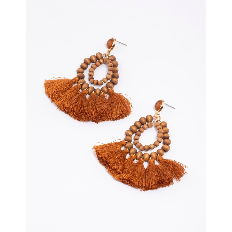 Gold Fringe Ball Drop Earrings