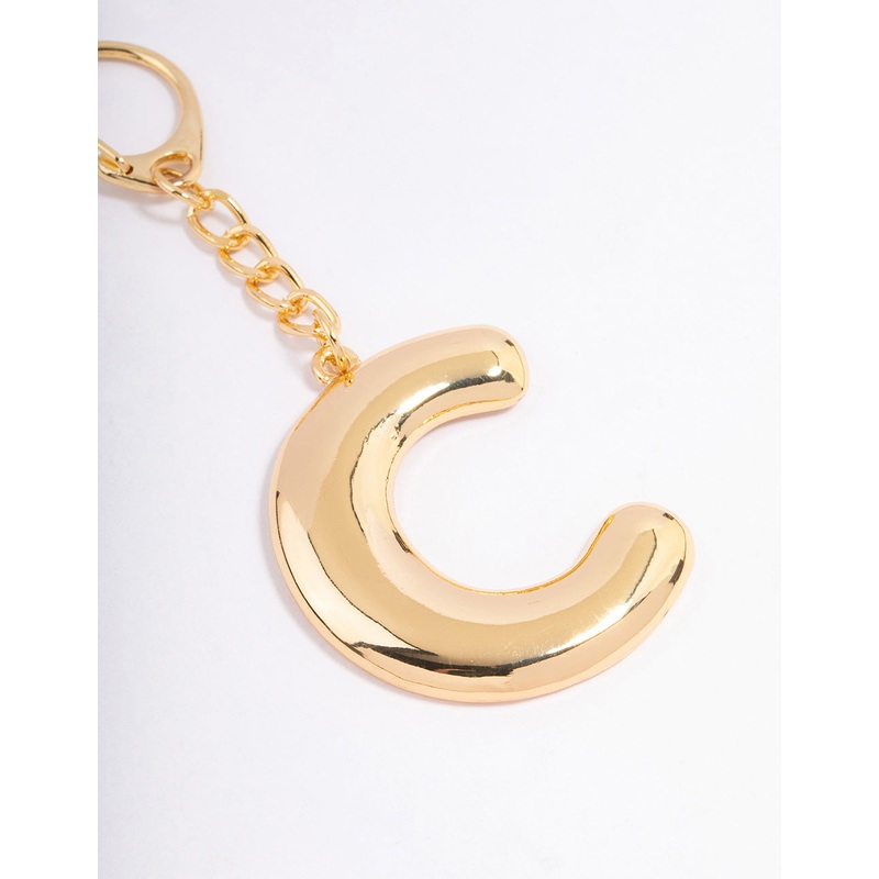 Gold Plated Letter C Key Chain