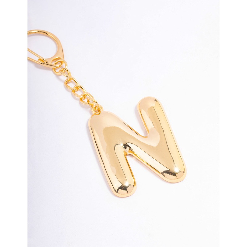 Gold Plated Letter N  Key Chain