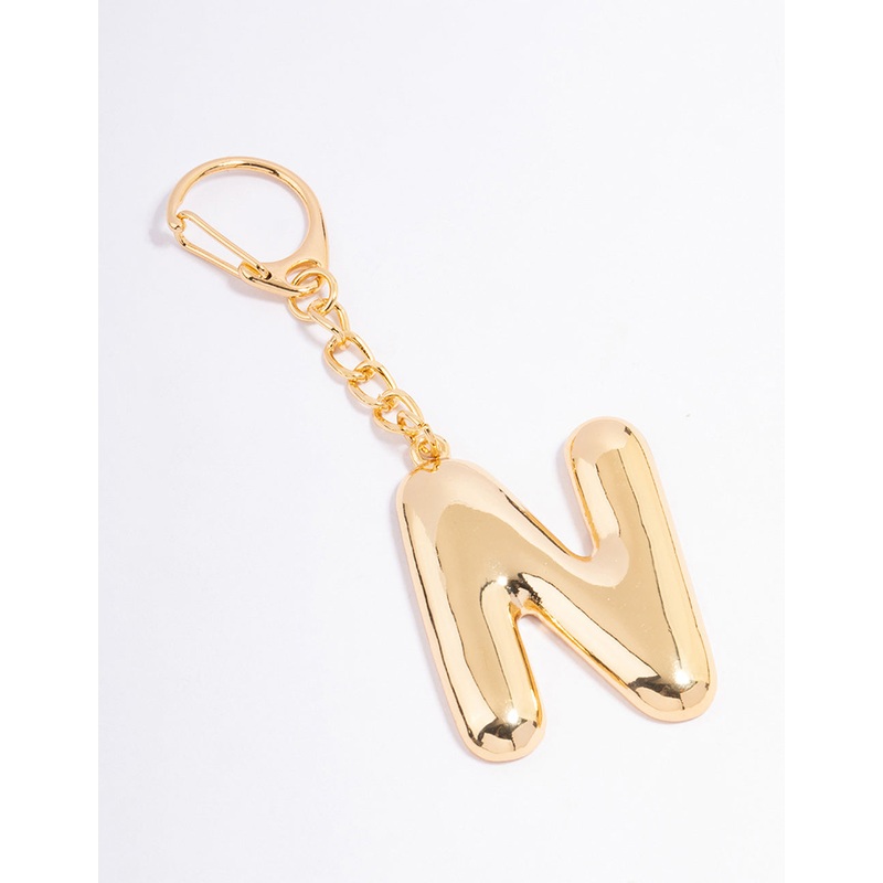 Gold Plated Letter N  Key Chain