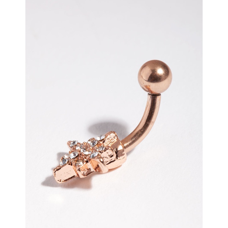 Rose Gold Surgical Steel Starburst Mini Bellybutton Ring