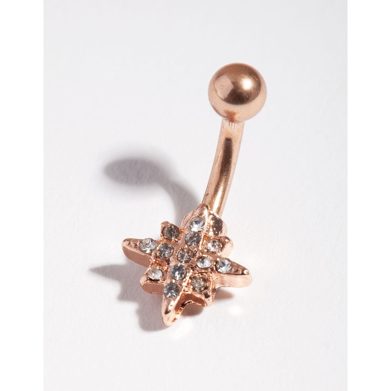 Rose Gold Surgical Steel Starburst Mini Bellybutton Ring