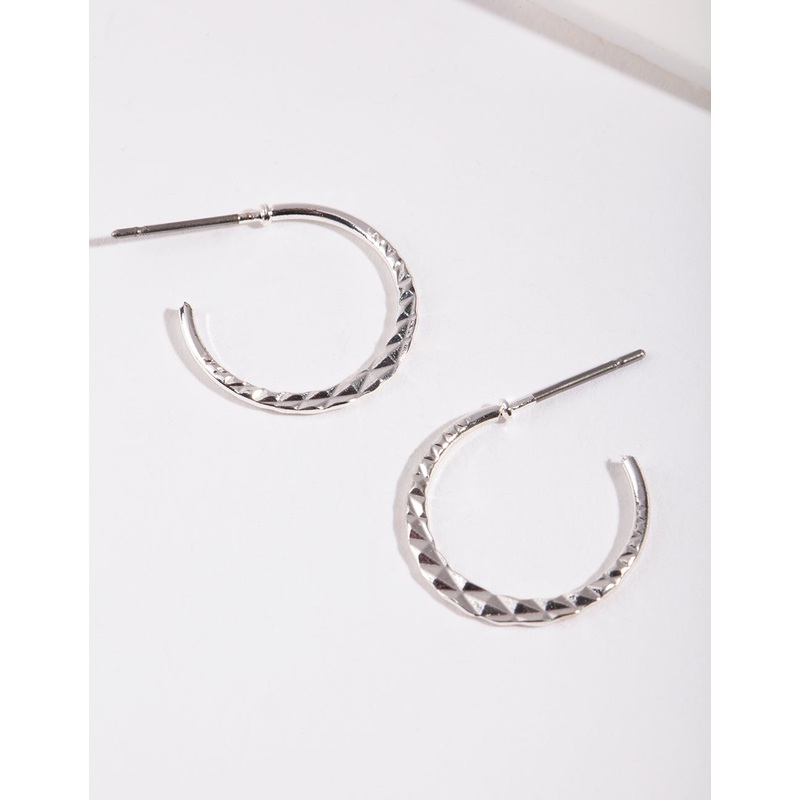 Silver 16MM Beaded Hoop Earrings