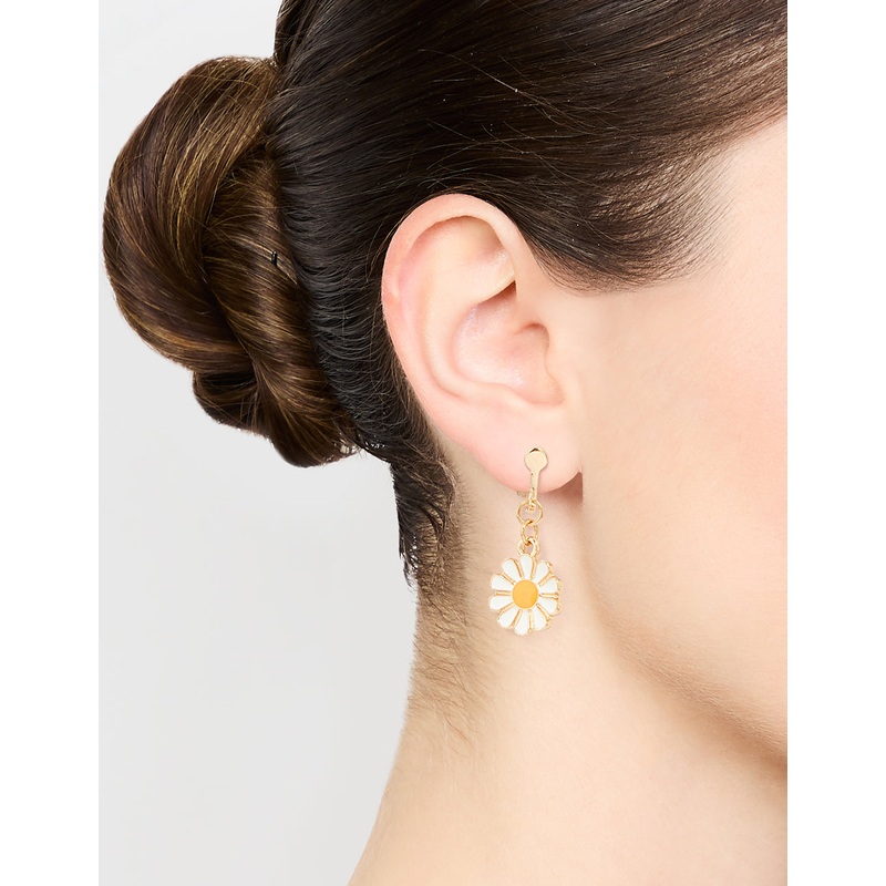 White Daisy Clip-On Earrings