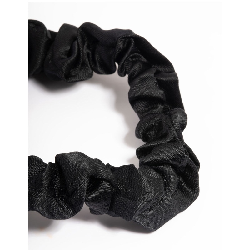 Black Fabric Narrow Scrunchie
