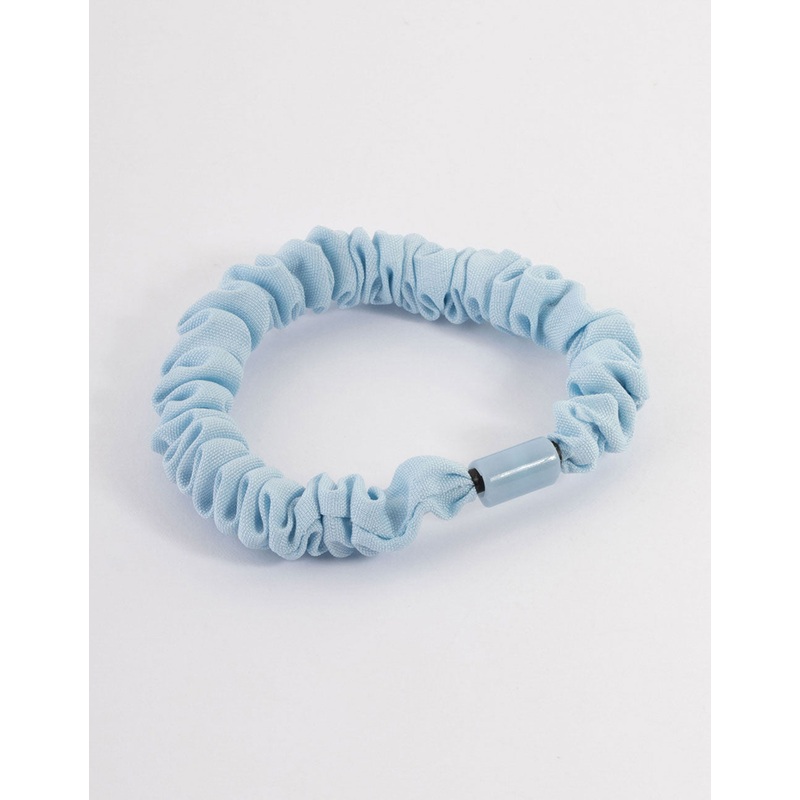 Blue Fabric Clamp Thin Scrunchie