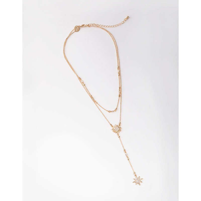 Cubic Zirconia Starburst Y-Neck Necklace