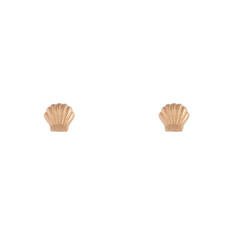 Small Seashell Gold Stud Earrings
