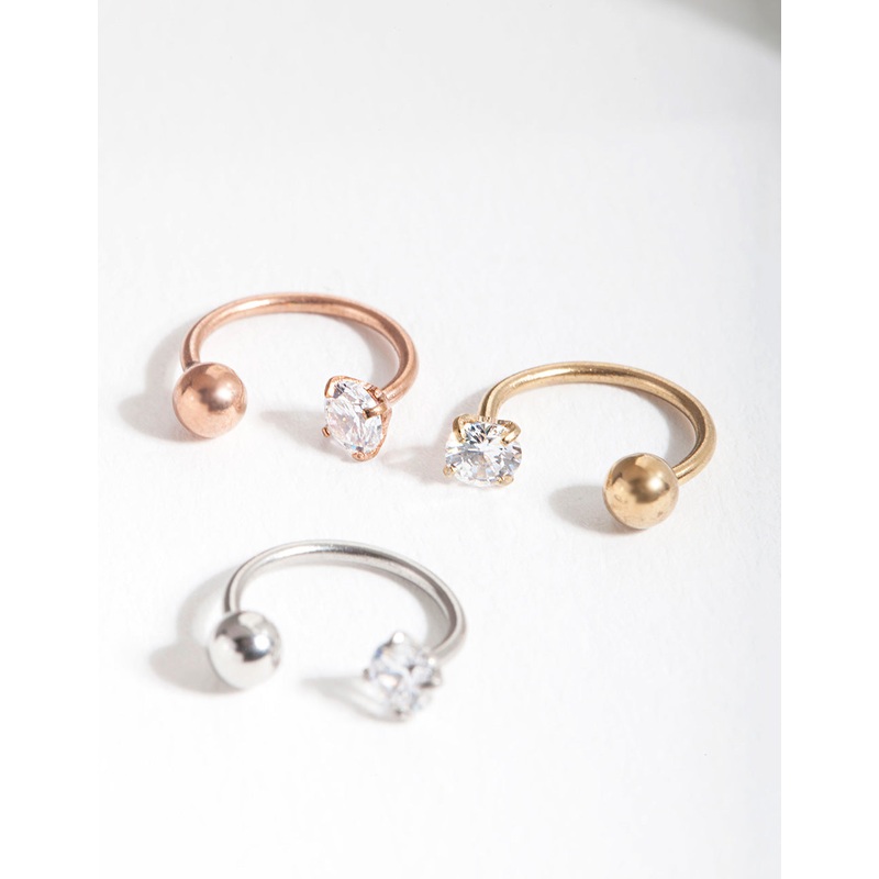 Surgical Steel Cubic Zirconia Horseshoe Pack