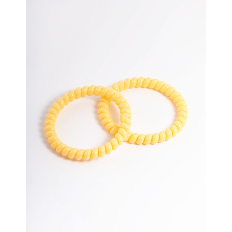 Yellow Plastic Narrow Hair Spiral Pack