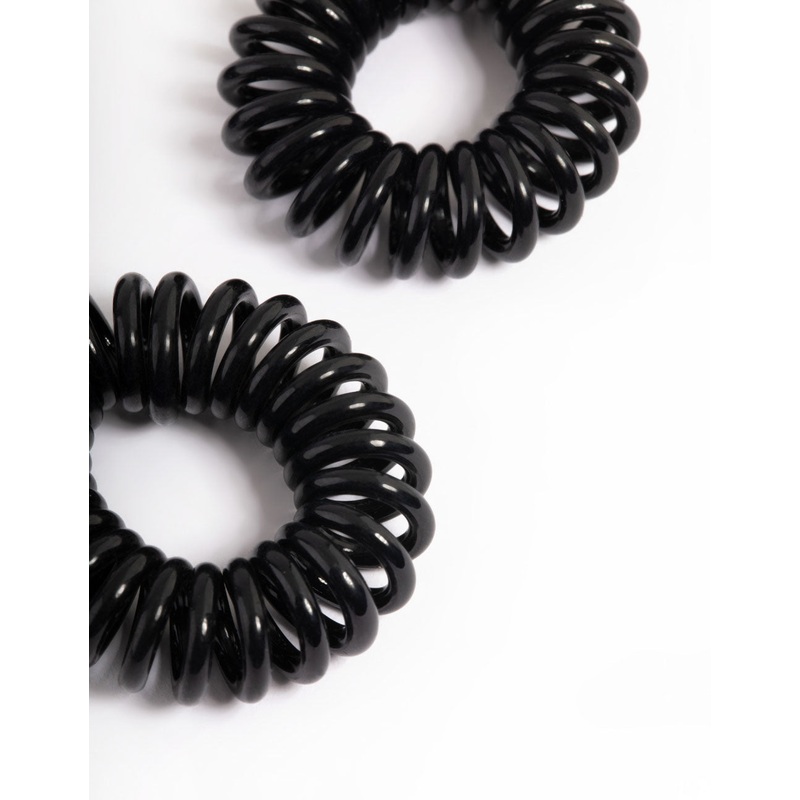 Black Plastic Mini Hair Spiral Pack