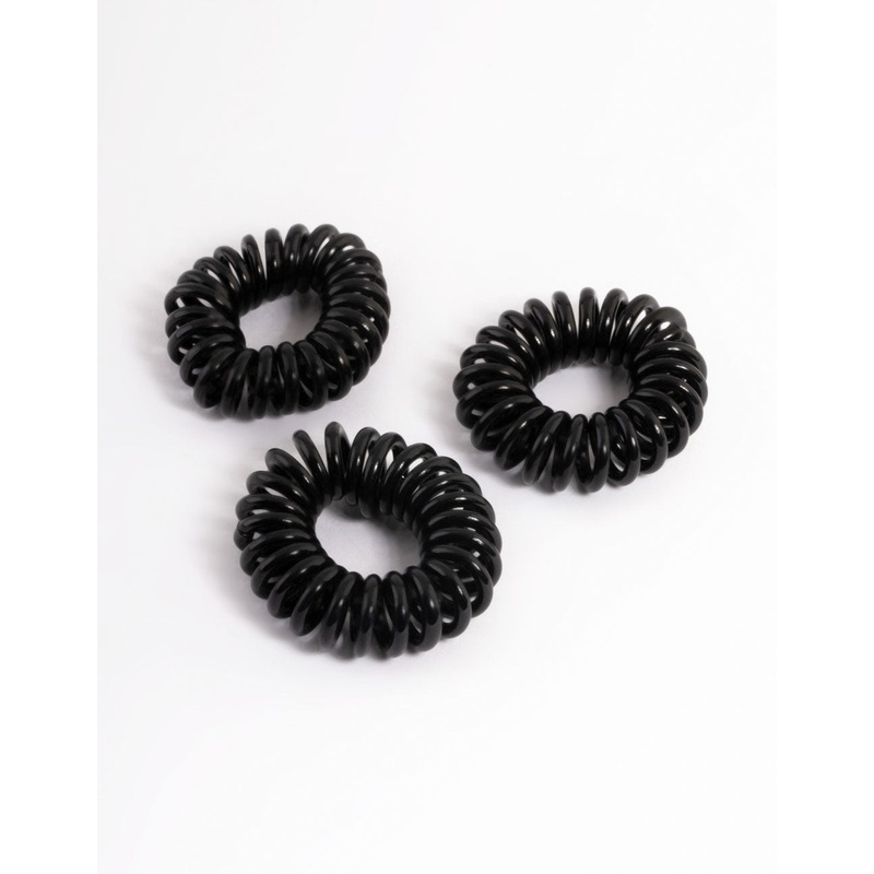 Black Plastic Mini Hair Spiral Pack