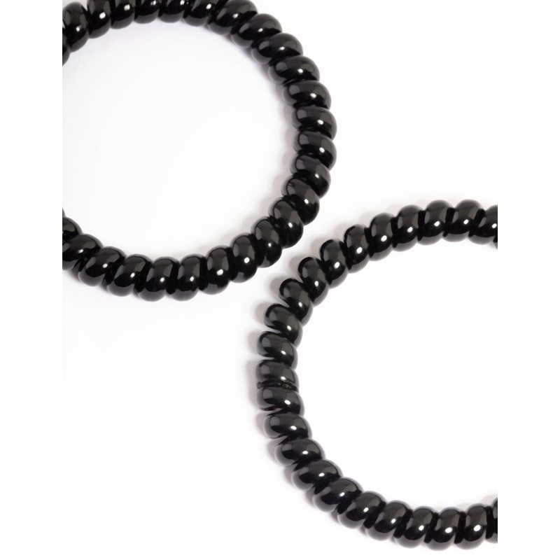 Black Plastic Narrow Hair Spiral Pack