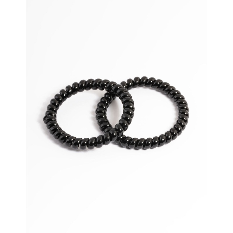 Black Plastic Narrow Hair Spiral Pack