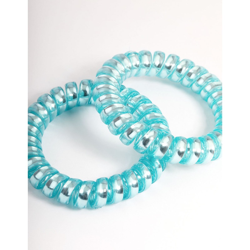 Blue Plastic Hair Spirals Pack