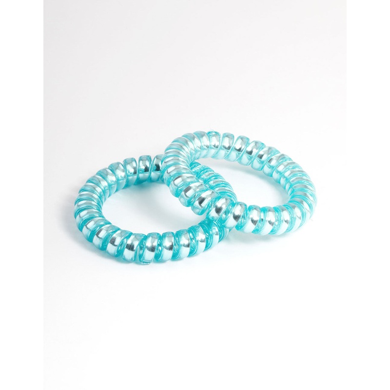 Blue Plastic Hair Spirals Pack