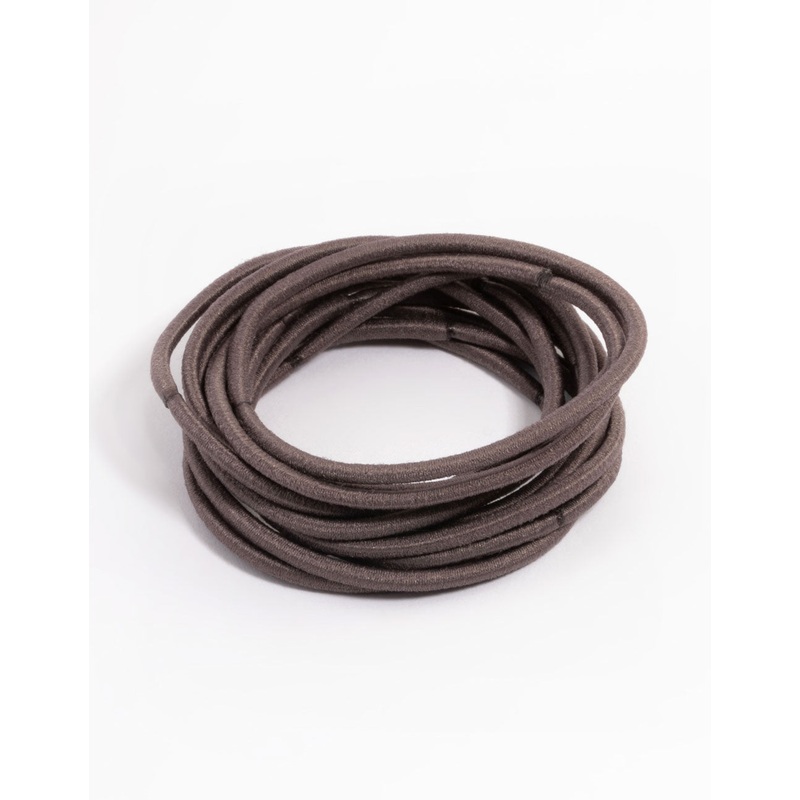Brown Fabric Basic Thin Hair Ties 12-Pack