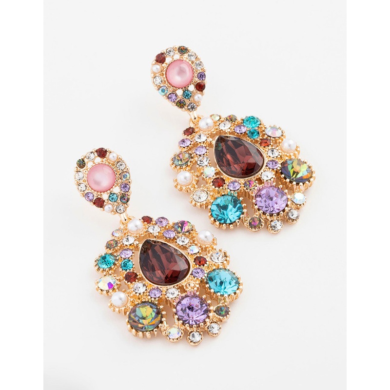 Gold Regal Pear Drop Earrings