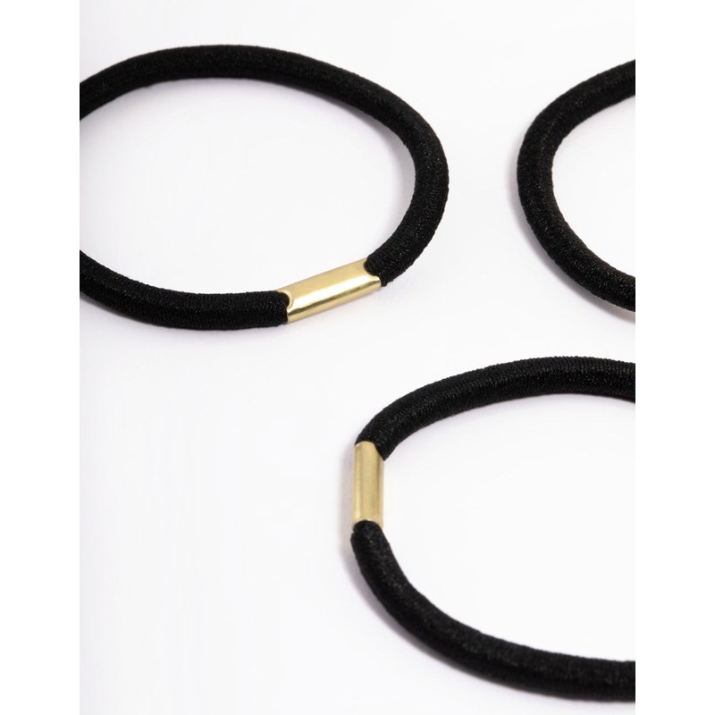 Black Fabric Multi Clamp Hair Tie Pack