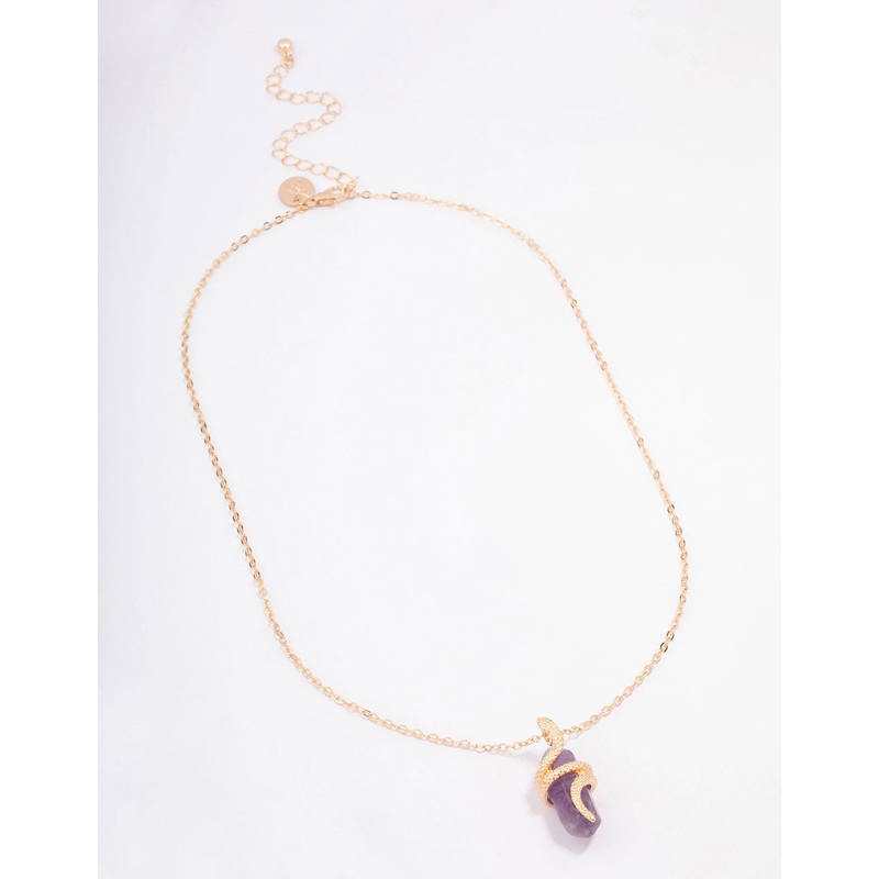 Gold Amethyst Snake Wrap Shard Pendant Necklace
