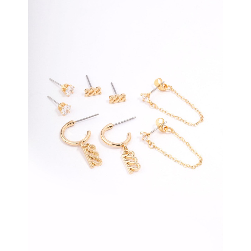 Gold Plated 222 Angel Number Earring Pack